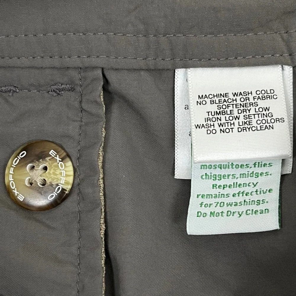 ExOfficio Women Convertible Hiking Pants 10 Gray Insect Shield Zip Off Leg Cargo